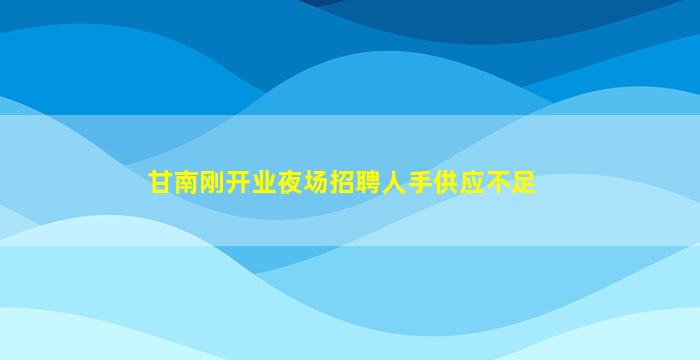 甘南刚开业夜场招聘人手供应不足